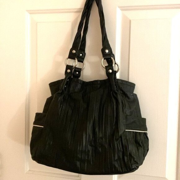 B. Makowsky Leather Moscow Sachel Handbag - Black - Picture 3 of 10